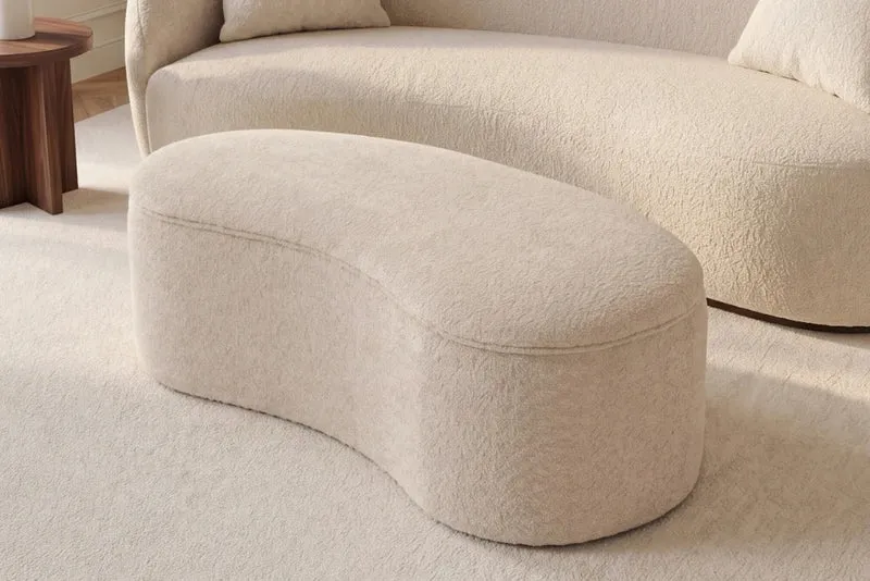Design Polsterbank ARCO 120cm champagner beige Bouclé Sitzbank