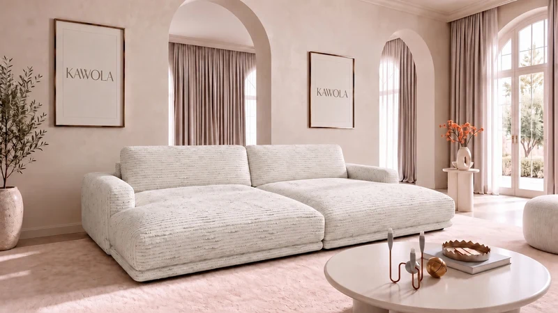 KAWOLA Big Sofa MARLIN Stoff cremeweiß