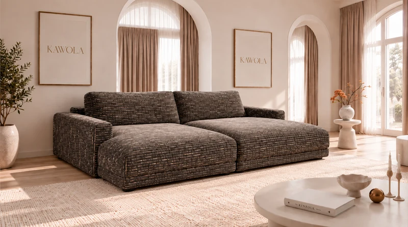 KAWOLA Big Sofa MARLIN Stoff braun