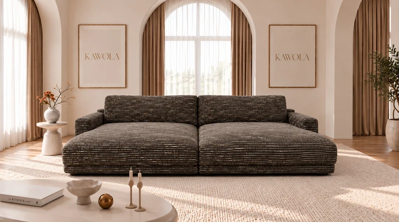 KAWOLA Big Sofa MARLIN Stoff braun