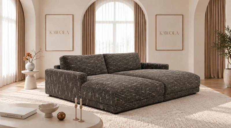 KAWOLA Big Sofa MARLIN Stoff braun