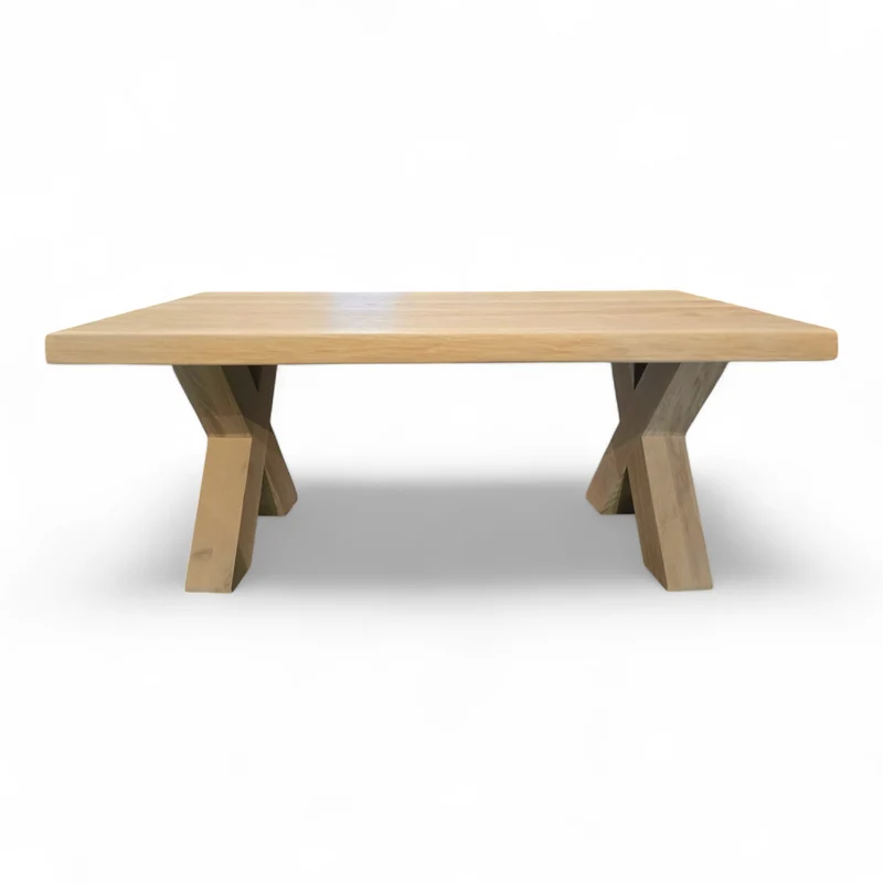 Couchtisch (Hox) Wohnzimmertisch Eiche Massivholz Holzgestell X-Form