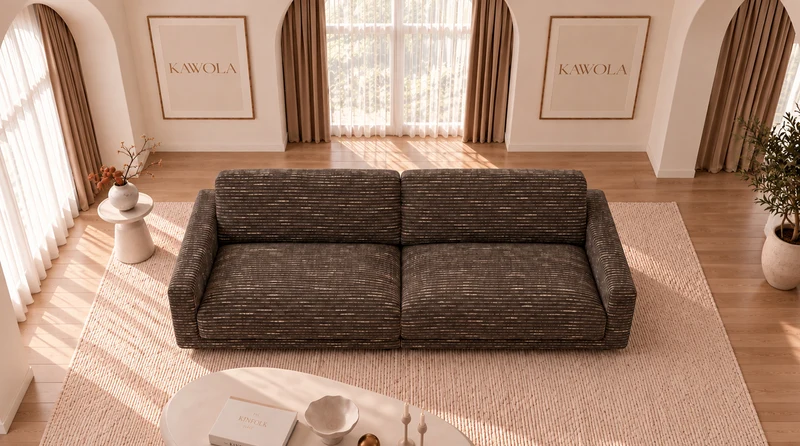 KAWOLA Sofa MARLIN 3-Sitzer Stoff braun