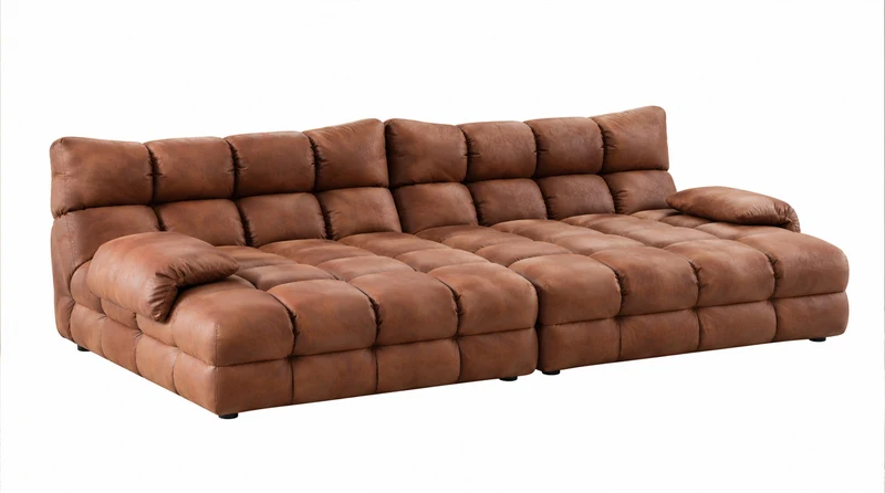 KAWOLA Big Sofa AMIA Lederfaserstoff cognac