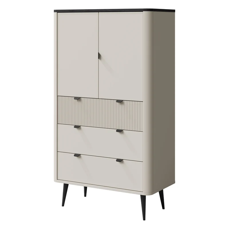 Marly Wohnzimmer-Set 3-teilig mit Highboard, Kommode und Couchtisch – Kaschmir / Grauer Stein