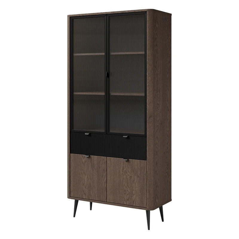 Marly Wohnzimmer-Set 4-teilig mit Vitrine und TV-Lowboard mit Glasklappe – Baltic Storm