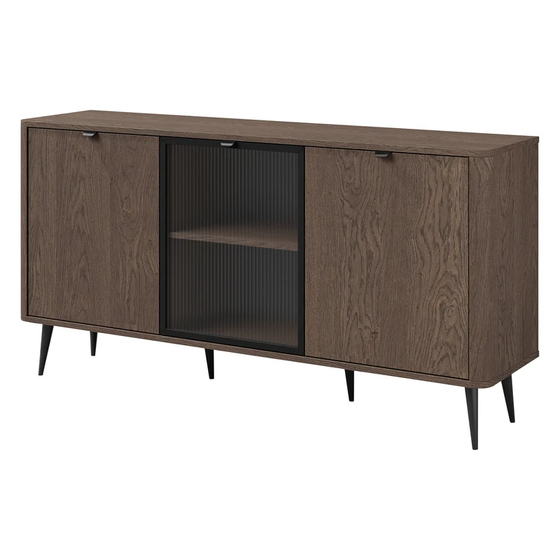 Marly Wohnzimmer-Set 4-teilig mit Vitrine und TV-Lowboard mit Glasklappe – Baltic Storm