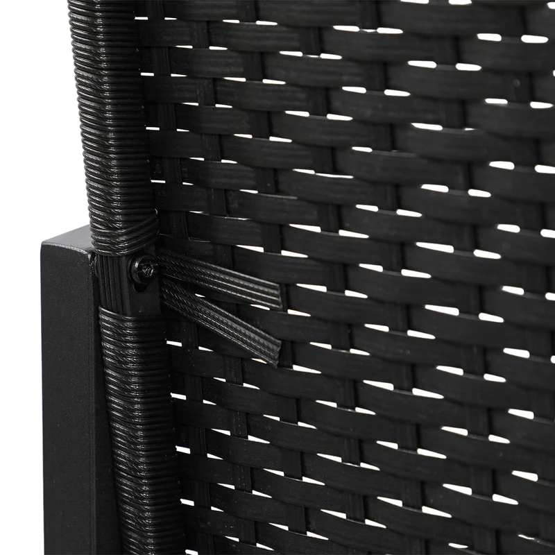 5-teiliges Gartenmöbelset aus Rattan, 2 Sessel + 2 Hocker + 1 Tisch – Schwarz