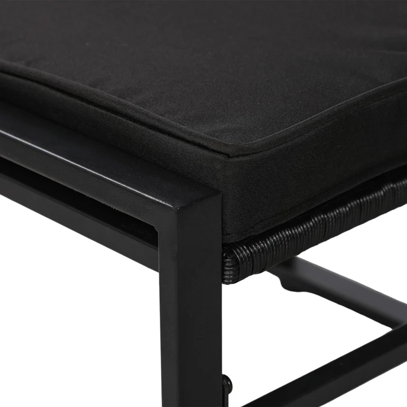 5-teiliges Gartenmöbelset aus Rattan, 2 Sessel + 2 Hocker + 1 Tisch – Schwarz