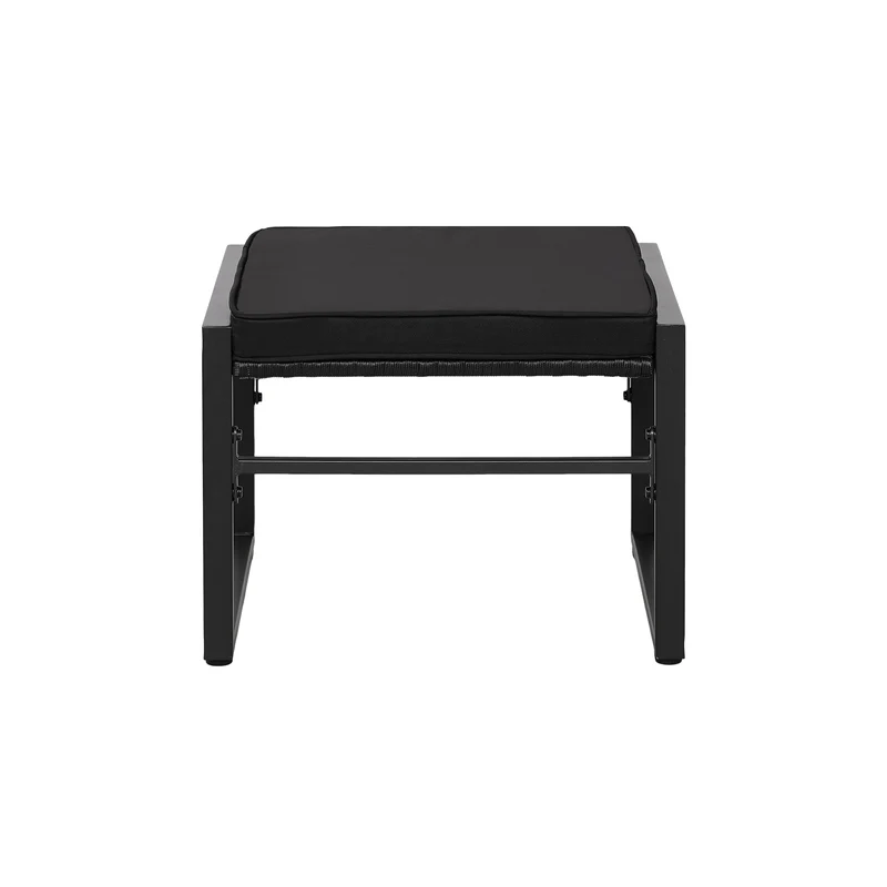 5-teiliges Gartenmöbelset aus Rattan, 2 Sessel + 2 Hocker + 1 Tisch – Schwarz