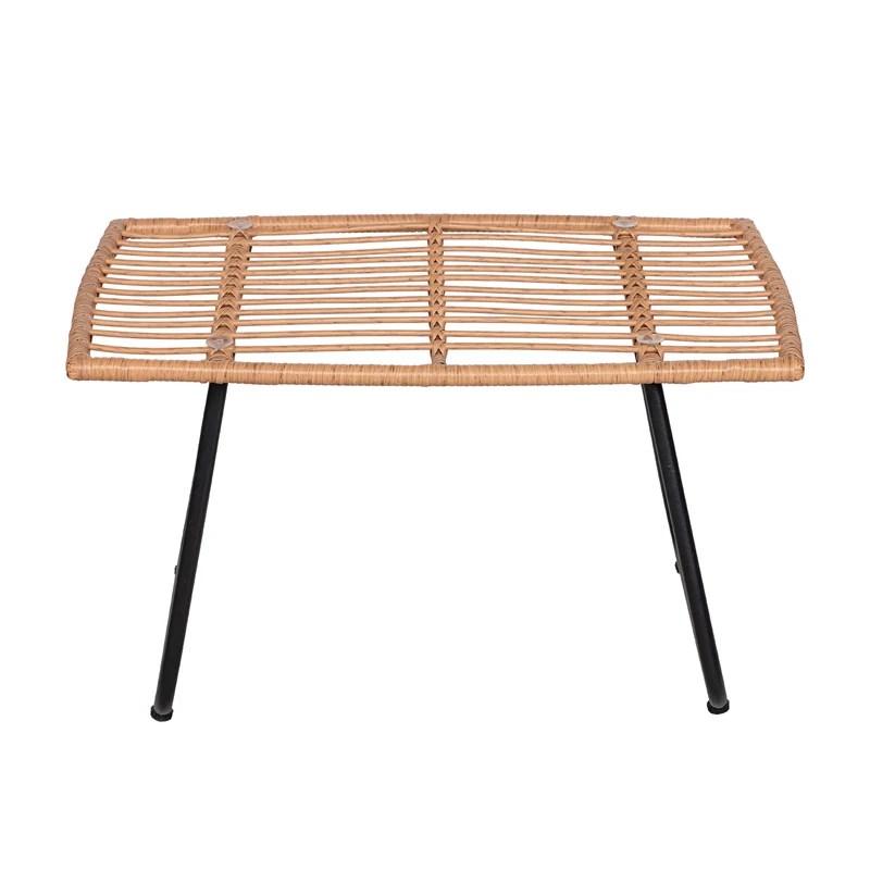 4-teiliges Gartenmöbelset aus geflochtenem Kunststoff – Graue Kissen – 1 Sofa, 2 Sessel, 1 Couchtisch