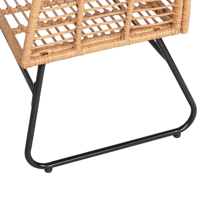 4-teiliges Gartenmöbelset aus geflochtenem Kunststoff – Graue Kissen – 1 Sofa, 2 Sessel, 1 Couchtisch
