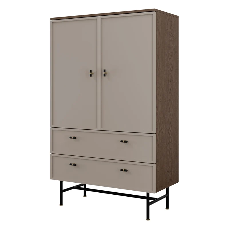 Elora Highboard 90 cm mit 2 Türen und 2 Schubladen – Baltic Storm / Toffee