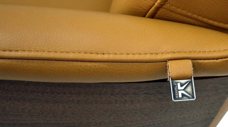 KAWOLA Relaxsessel VANITAS Drehsessel Leder cognac mit Hocker