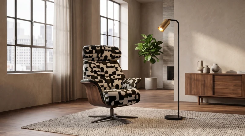 KAWOLA Sessel TOSAR Relaxsessel drehbar Stoff Retro-Design grün mit Hocker