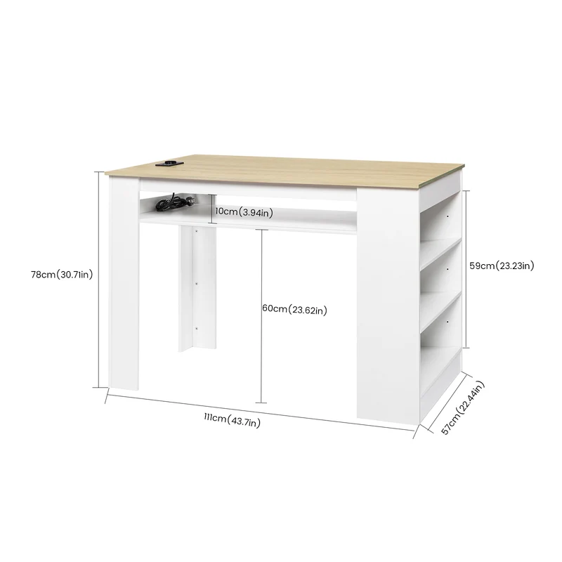 TURLEY Moderner Bartisch Schreibtisch mit Fächern - Schwarz/Weiß