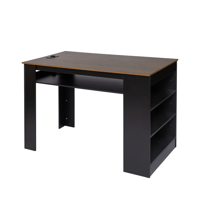 TURLEY Moderner Bartisch Schreibtisch mit Fächern - Schwarz/Weiß
