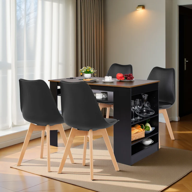 TURLEY Moderner Bartisch Schreibtisch mit Fächern - Schwarz/Weiß
