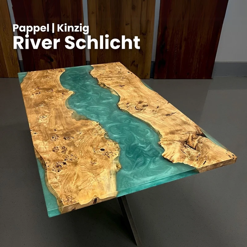Epoxidharz Tisch nach Maß aus Pappel | Modell Kinzig