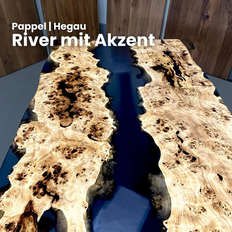 Epoxidharz Tisch nach Maß aus Pappel | Modell Hegau