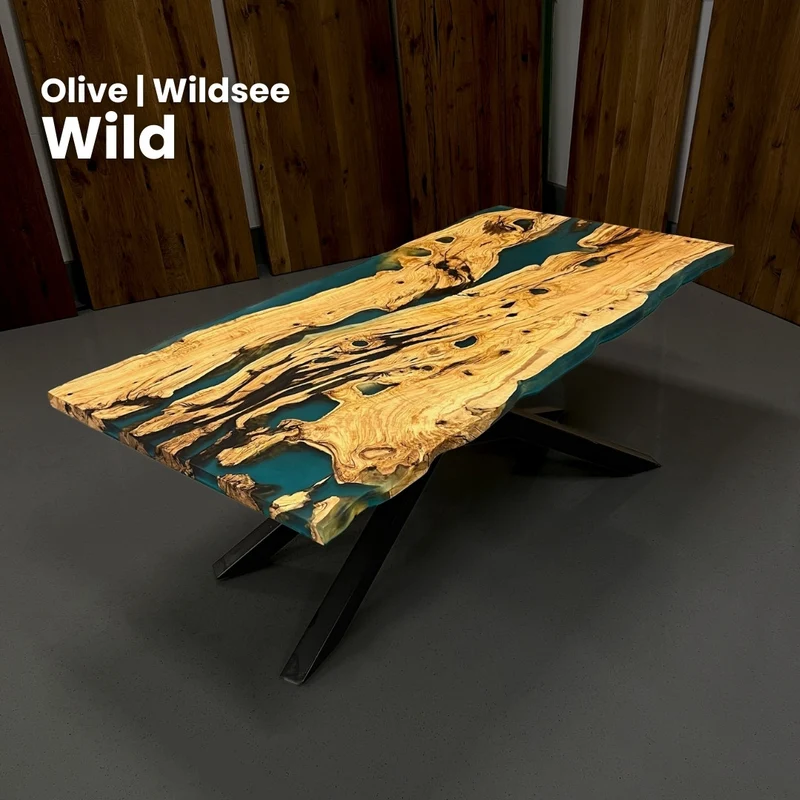 Epoxidharz Tisch aus Olive (aktuell nur auf Anfrage) | Modell Wildsee