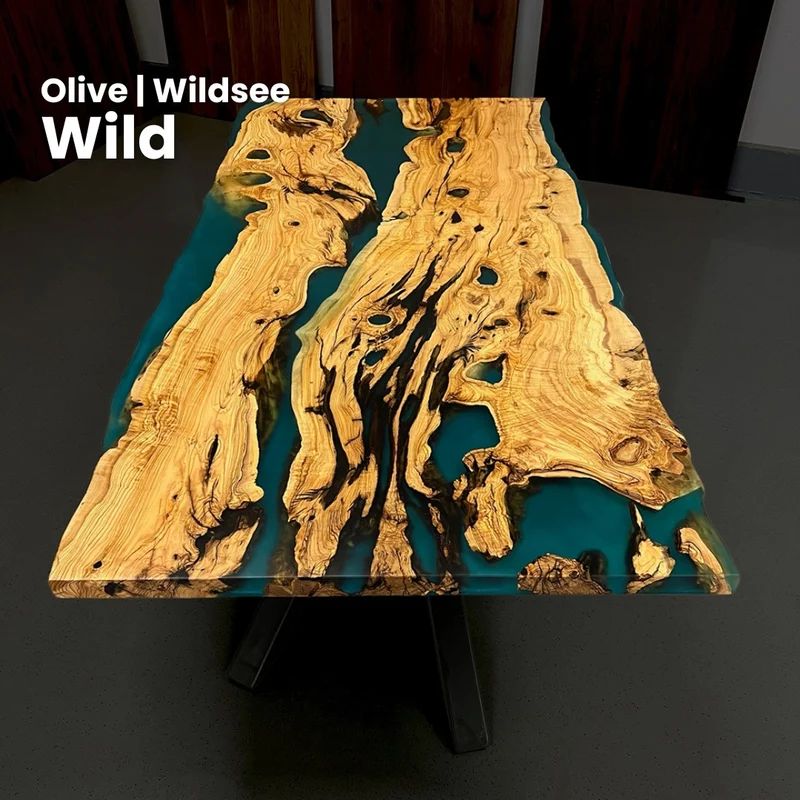 Epoxidharz Tisch aus Olive (aktuell nur auf Anfrage) | Modell Wildsee