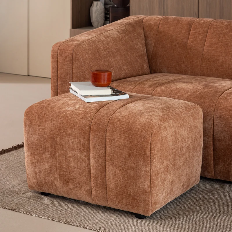 Omaire hocker chenille rostbraun