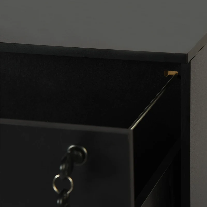 Aktenschrank mit 3 abschließbaren Schubladen – Weiß/Schwarz/Vintage-Braun