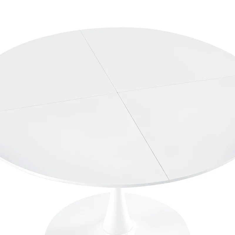 Runder Tisch, 120 cm Durchmesser, mit Eisenbeinen (4-teilig) – Weiß