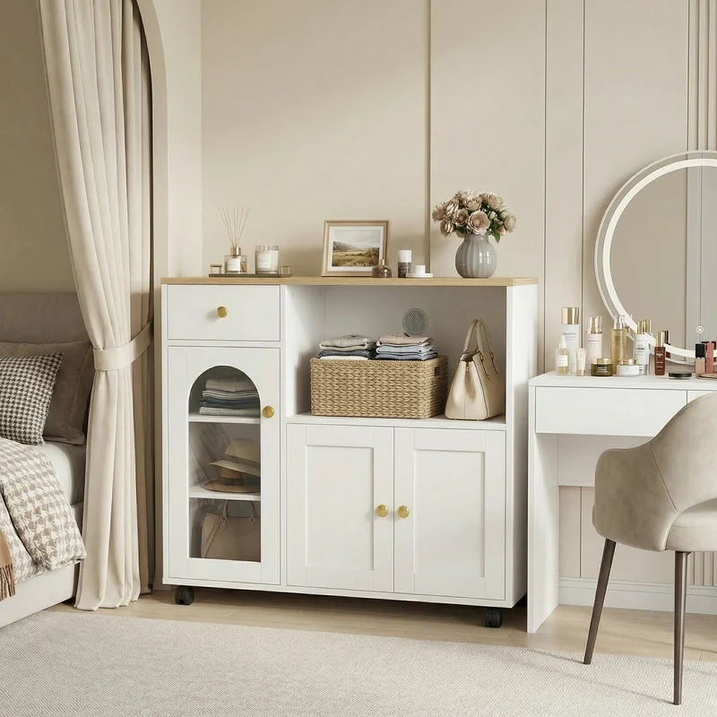 VIDOR Sideboard, Küchenschrank mit Mikrowellenfach – Weiß
