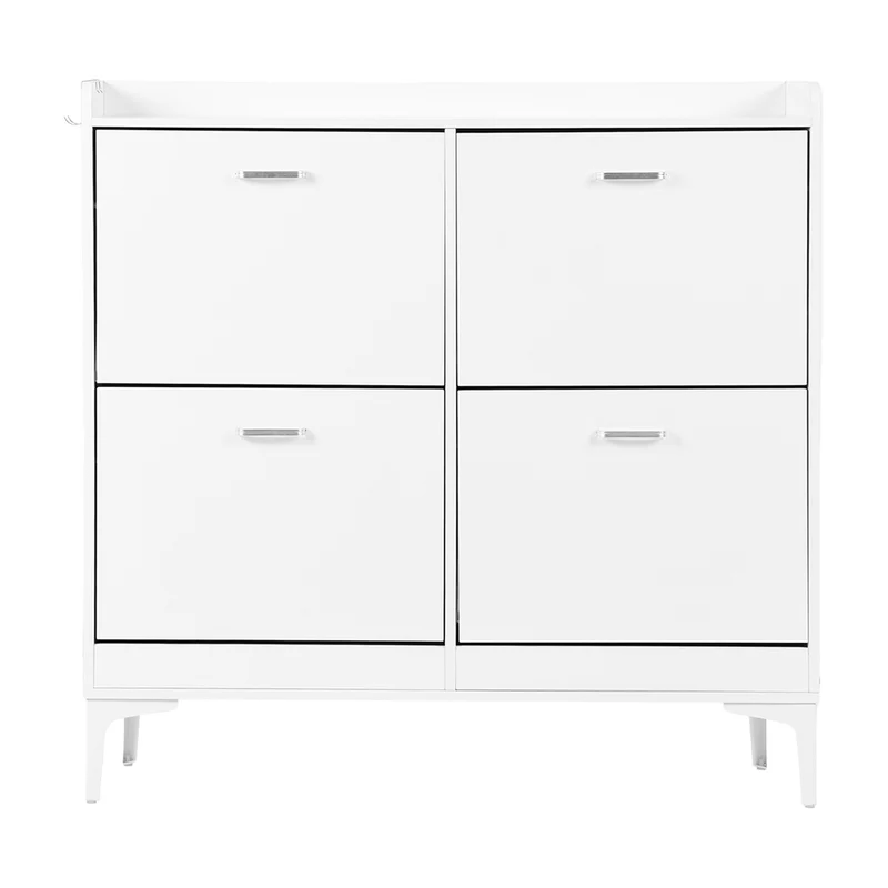 DURHAM Schuhschrank mit 4 Fächern, Schuhregal, 105 x 23 x 103 cm – MDF, Weiß