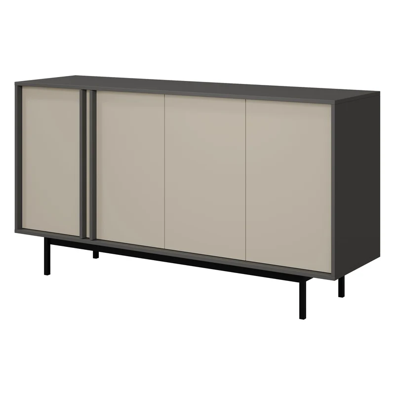Alsy Wohnzimmer-Set 2-teilig mit Sideboard und Kommode – Anthrazit / Hellbeige