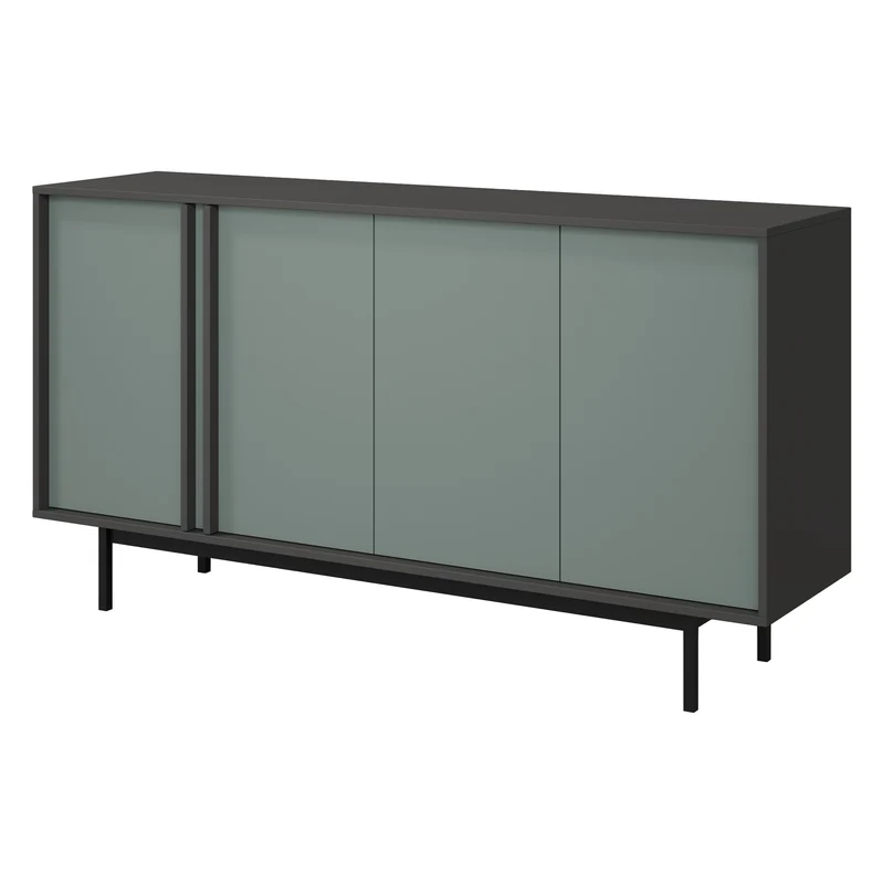 Alsy Sideboard 163 cm mit 4 Türen – Anthrazit / Aloe