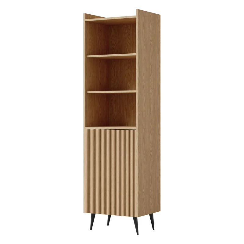 Ademo Wohnzimmer-Set 2-teilig mit Sideboard und Standregal schmal – Frühlingseiche