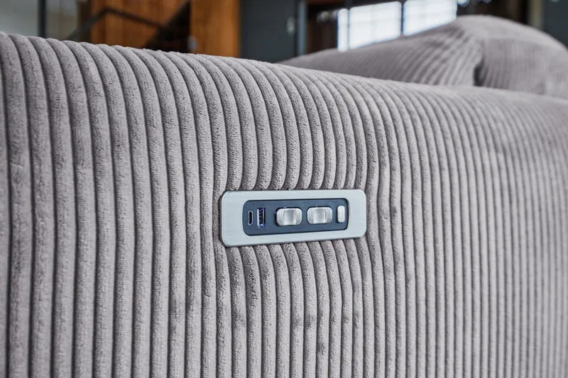 KAWOLA Sofa FINN 3-Sitzer mit Relaxfunktion Cord grau