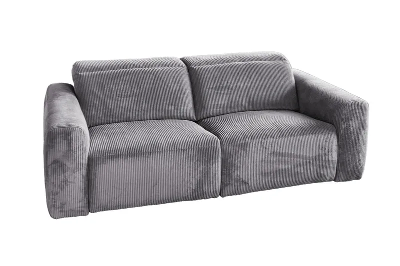 KAWOLA Sofa FINN 3-Sitzer mit Relaxfunktion Cord grau
