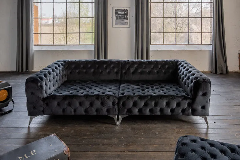 KAWOLA Big Sofa NARLA Chesterfield Sofa Velvet schwarz