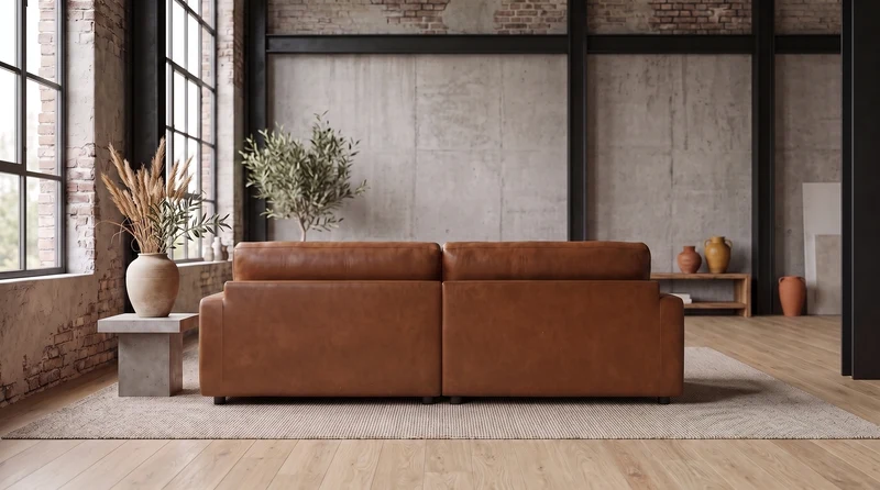 KAWOLA Sofa MARLIN Ecksofa Lederfaserstoff cognac