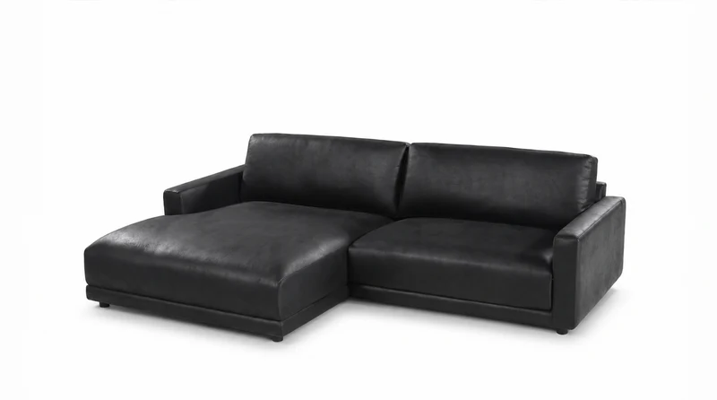 KAWOLA Sofa MARLIN Ecksofa Lederfaserstoff schwarz