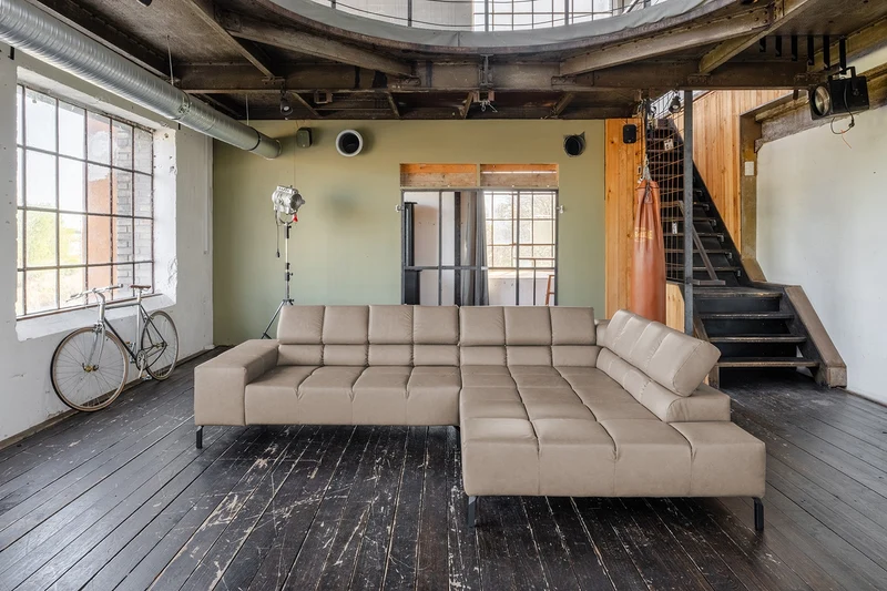 KAWOLA Sofa NELSON Ecksofa Leder grau