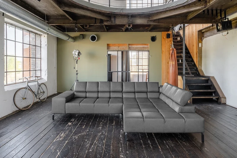 KAWOLA Sofa NELSON Ecksofa Leder anthrazit