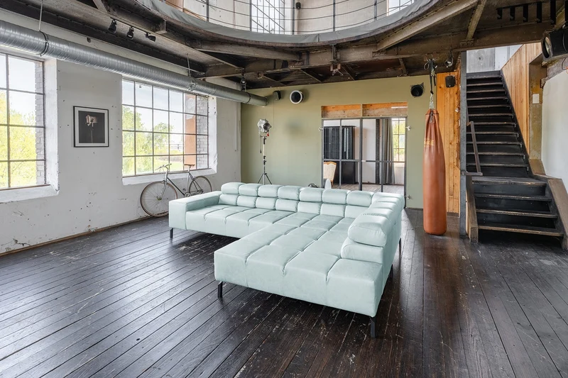 KAWOLA Sofa NELSON Ecksofa Leder hellblau