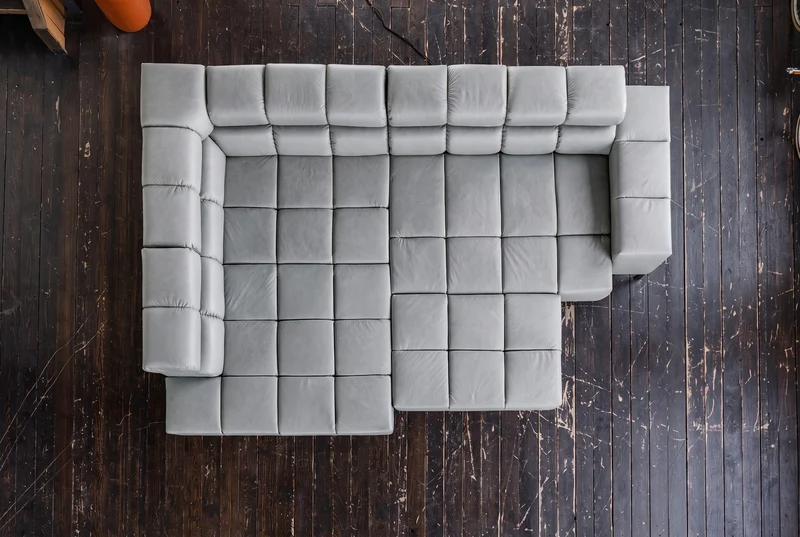 KAWOLA Sofa NELSON Ecksofa Leder hellgrau