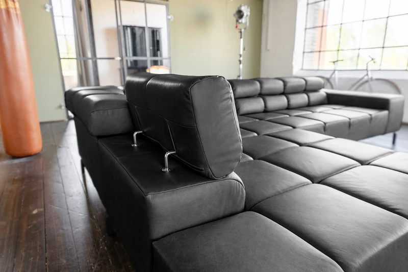 KAWOLA Sofa NELSON Ecksofa Leder schwarz