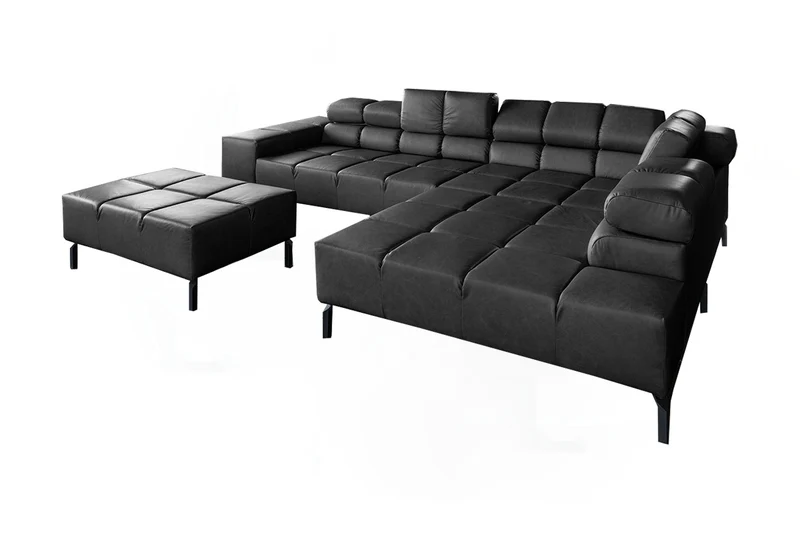 KAWOLA Sofa NELSON Ecksofa Leder schwarz