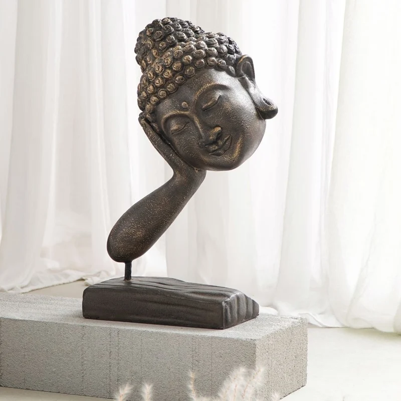 Spirituelle Buddha Statue RELAX 40cm gold-schwarz Deko Skulptur