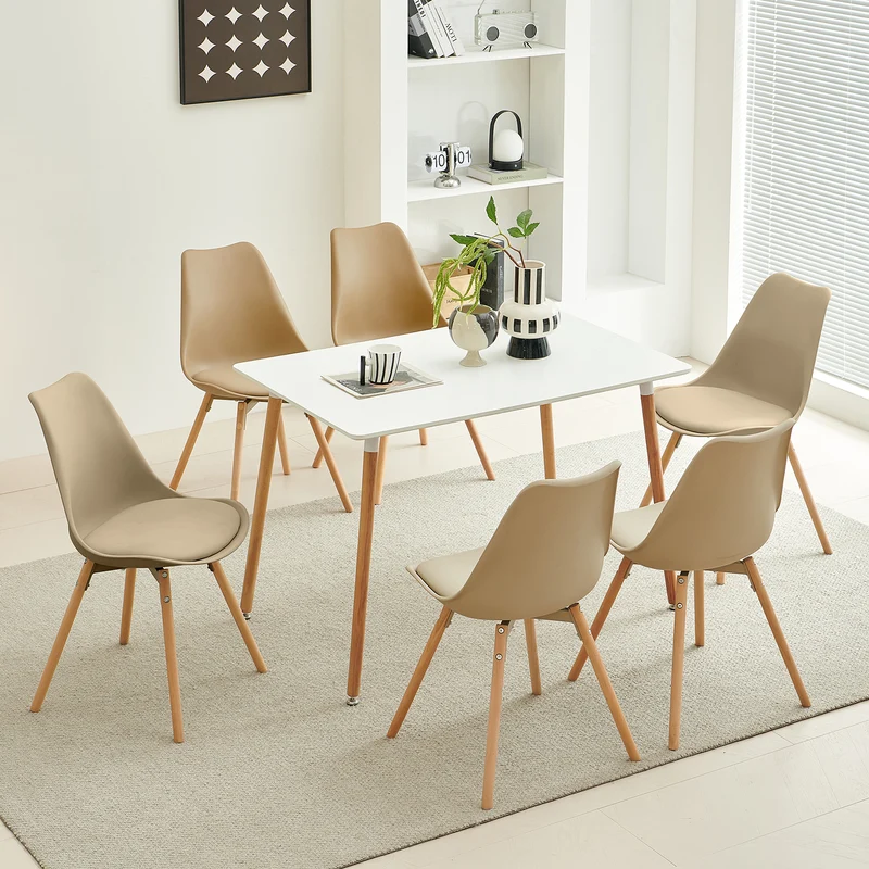 OATS 4er-Set Esszimmerstühle, gepolstert, Khaki/Helles Khaki