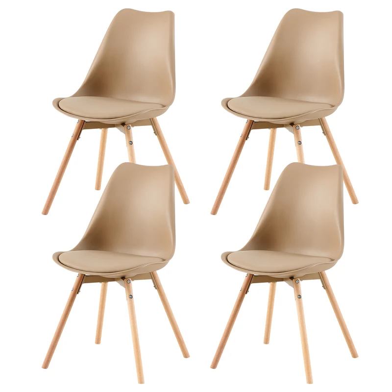 OATS 4er-Set Esszimmerstühle, gepolstert, Khaki/Helles Khaki