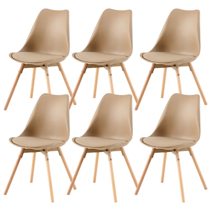 OATS 4er-Set Esszimmerstühle, gepolstert, Khaki/Helles Khaki