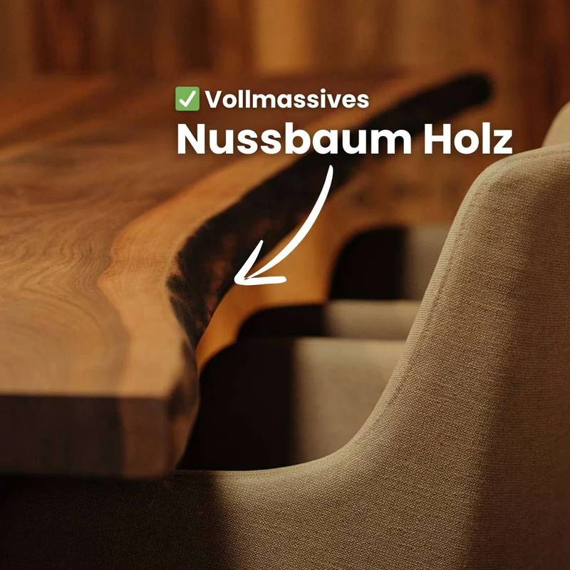 Massivholztisch Nussbaum | Modell Noyer | 5 cm